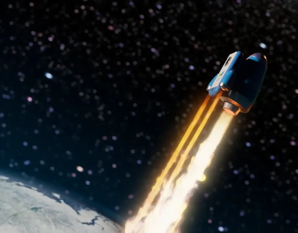 BAJET phone morphing into a rocket — 3D cinematic promo