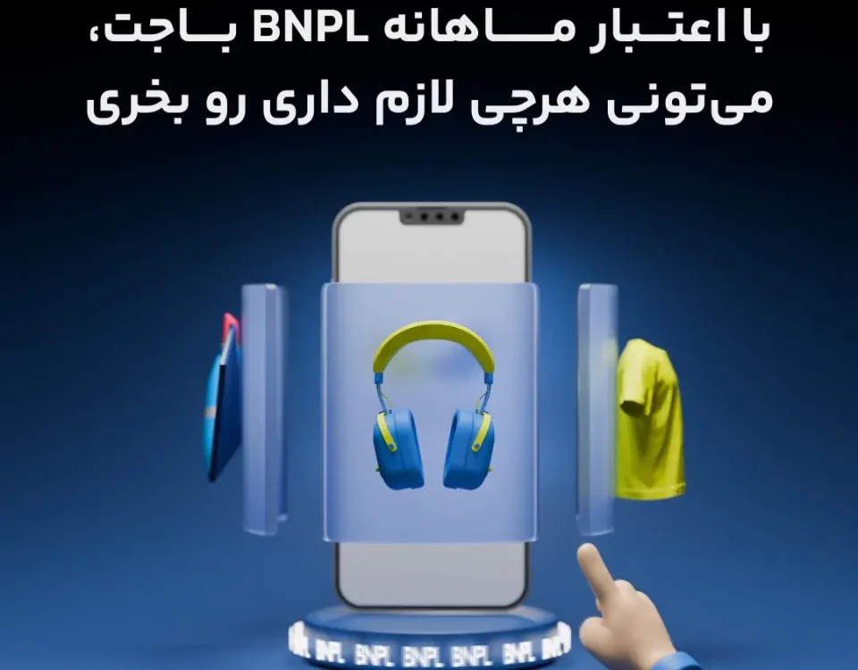 Central phone with orbiting product frames — BAJET BNPL loop