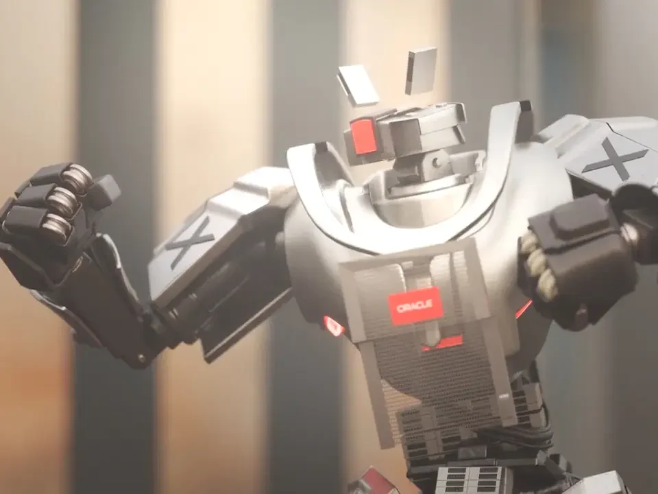 REMIS ORACLE EXADATA transformation — rack-to-robot cinematic frame